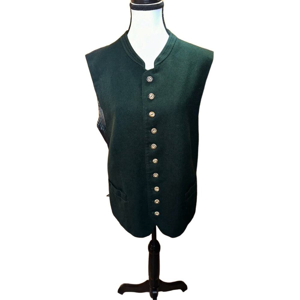 Grasseger Manufaktur Wool Men’s Waistcoat Costume House Vintage Forest Green